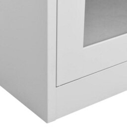 Berkfield Office Cabinet Light Grey 90X40X180 Cm Steel And Tempered Glass - thumbnail 6