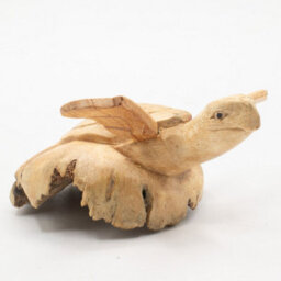 Handmade Parasite Wood Rising Sea Turtle Carving Coastal Wooden Ornament - thumbnail 3