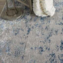 Grey Blue Modern Floral Optical/ (3D) Rug Easy To Clean Living Room And Bedroom-66 X 229Cm (Runner) - thumbnail 3