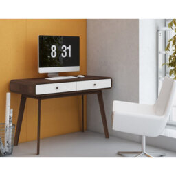 Dorel Cassie 2 Drawer Desk In Walnut Look White - thumbnail 3