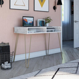 Novogratz Dorel Home Cassie 2 Drawer Desk In Walnut Look White - thumbnail 6