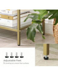 LEDREM 3-Tier Console Table, Entryway Cabinet, Tempered Glass Shelves, Modern, For The Hallway, Living Room, Bedroom, Gold - thumbnail 3