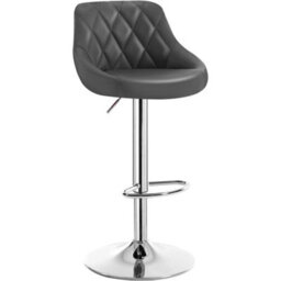 1X Grey Adjustable Swivel Faux Leather Bar Stool Kitchen Pub - thumbnail 1