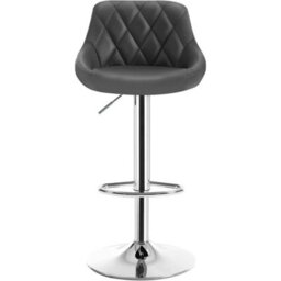 1X Grey Adjustable Swivel Faux Leather Bar Stool Kitchen Pub - thumbnail 3