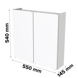Kalena Matt Dove Grey Double Bathroom Wall Cabinet With 2 Mirror Doors (H)540mm (W)550mm - thumbnail 5