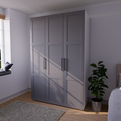 Atomia Contemporary Matt Dove Grey 2 Drawer Tall Triple Wardrobe (H)2247mm (W)1000mm (D)580mm - image 1