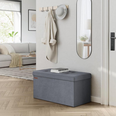 Songmics Storage Bench, Double-Width Ottoman With Organized Interior, Slate Grey - image 1