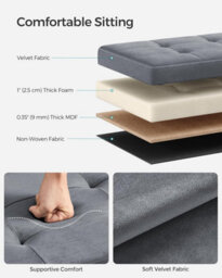 Songmics Storage Bench, Double-Width Ottoman With Organized Interior, Slate Grey - thumbnail 3