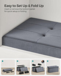Songmics Storage Bench, Double-Width Ottoman With Organized Interior, Slate Grey - thumbnail 5