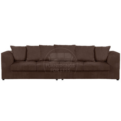 Furnishings For Less UK Luxor Long Fabric Jumbo Cord 4 Seater Sofa - Scatter Back Chocolate - image 1