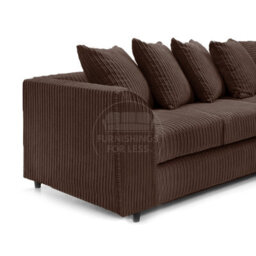 Furnishings For Less UK Luxor Long Fabric Jumbo Cord 4 Seater Sofa - Scatter Back Chocolate - thumbnail 2