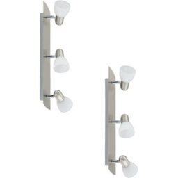 2 Pack Wall 3 Spot Light Colour Satin Nickel Shade White Satin Glass E14 3X40W - thumbnail 1