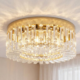 Homcom Crystal Ceiling Light With 160 Crystal Pendants, Gold Tone - thumbnail 2