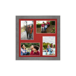 AK Frames 12X12 Marble Grey Modern Multi Photo Frame With Crimson Mount - Holds 4 Apertures (4X) 6X4 Photos