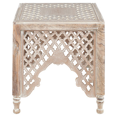 Beliani Natural Mango Wood Side Table 40 X 40 Cm, Oriental Design - image 1