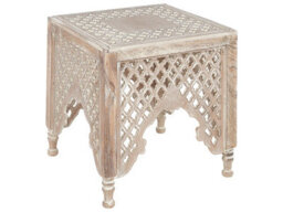 Beliani Natural Mango Wood Side Table 40 X 40 Cm, Oriental Design - thumbnail 3
