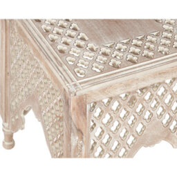 Beliani Natural Mango Wood Side Table 40 X 40 Cm, Oriental Design - thumbnail 4