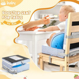 Ladida Portable Toddler Booster Seat,lightweight,compact,easy Clean, With Straps, Blue - thumbnail 2