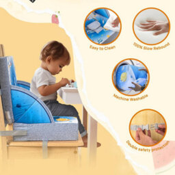 Ladida Portable Toddler Booster Seat,lightweight,compact,easy Clean, With Straps, Blue - thumbnail 4