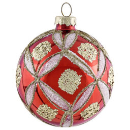 Beliani Set Of 50 Baubles Sparkle Glass Red/ Gold - thumbnail 7