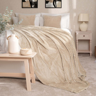 OHS Luxury Large Waffle Honeycomb Mink Warm Throw - image 1