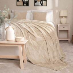 OHS Luxury Large Waffle Honeycomb Mink Warm Throw