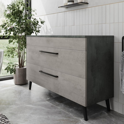 Aveli Bathroom Cloakroom Countertop Vanity Unit Cabinet Drawer 1200mm Soft Close Grey - image 1