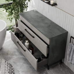 Aveli Bathroom Cloakroom Countertop Vanity Unit Cabinet Drawer 1200mm Soft Close Grey - thumbnail 4