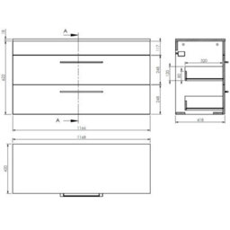 Aveli Bathroom Cloakroom Countertop Vanity Unit Cabinet Drawer 1200mm Soft Close Grey - thumbnail 6