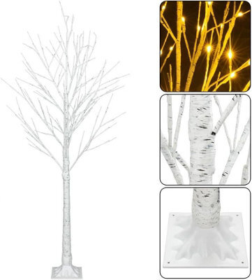4Ft Birch Tree Christmas Decoration Pre Lit Warm White Led Outdoor Xmas - image 1