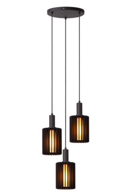 Lucide Lambres Pendant Light - 3Xe27 - Black - image 1