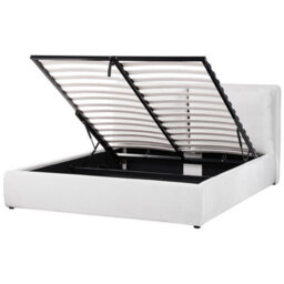 Beliani Ottoman Bed Velvet Bajonna 160 X 200 Cm (Eu King Size) Off-White - thumbnail 1