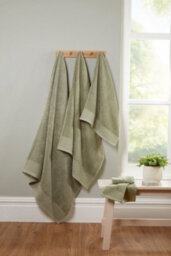 Rapport Home Eden Weave Bath Towel Pure Cotton Olive - thumbnail 3