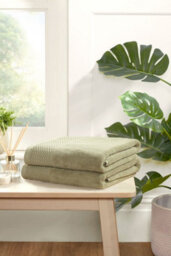 Rapport Home Eden Weave Bath Towel Pure Cotton Olive - thumbnail 1
