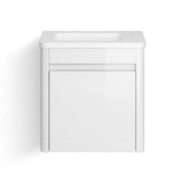 Bathroom Cabinet Vanity Unit Sink Basin Storage Wall Hung Cloakroom Right White - thumbnail 4