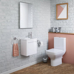 Bathroom Cabinet Vanity Unit Sink Basin Storage Wall Hung Cloakroom Right White - thumbnail 6