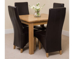 That's Furniture Oslo 90 X 90 Cm Oak Small Dining Table And 4 Chairs Dining Set With Lola Brown Leather Chairs - thumbnail 2