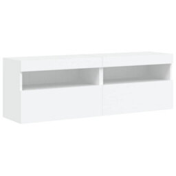 Berkfield 8 Piece Tv Wall Cabinet Set With Led Lights White - thumbnail 9