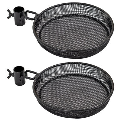 Woodside Mesh Bird Feeder Tray W/ Universal 22mm Pole Clamp Garden Seed/nut Dish 2 Pack