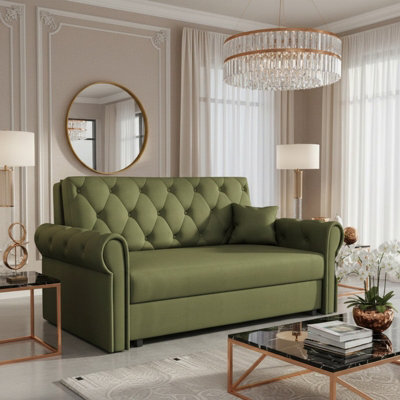 Viva Roma Iii Lounge Sofa Bed Polyurethane Foam Hr Foam Wave Spring Metal Legs Wooden Frame 168X85X98Cm Olive - image 1