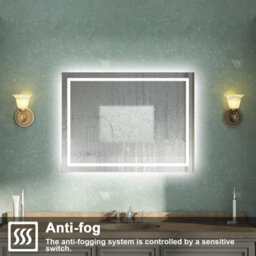 AVER-GROWTH Bathroom Mirror With Led Lights Demister Pad Anti-Fog Dimmable Touch/wall Switch Portrait/landscape Wall Mounted 700X500mm - thumbnail 2