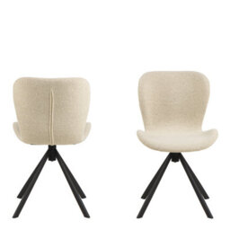 Furniture To Go Batilda Swivel Dining Chairs In Cream Fabic Set Of 2 - thumbnail 2
