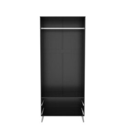 Urbn-Living Urbnliving 180Cm Height Ash Grey Wardrobe With Black 2 Door 2 Drawer Modern Bedroom Clothes Storage Hanging Rail - thumbnail 7