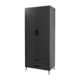 Urbn-Living Urbnliving 180Cm Height Ash Grey Wardrobe With Black 2 Door 2 Drawer Modern Bedroom Clothes Storage Hanging Rail - thumbnail 6