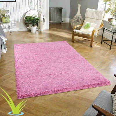 STALWART Modern Shaggy Rug - 5Cm Plush Thick Pile, Non-Slip, Soft Touch Carpet - Washable Area Rugs (Baby Pink, 60X110 Cm) - image 1