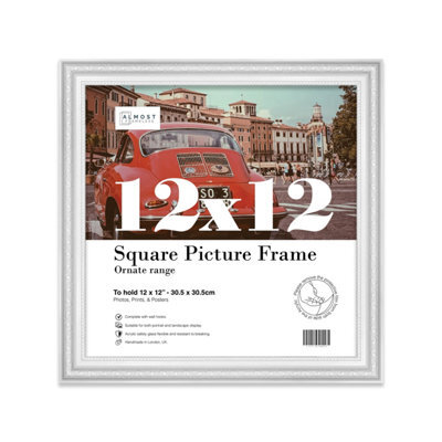 12X12 White Ornate Picture Frame (30.5 X 30.5Cm) Poster, Photo, Artwork, Gallery Wall Or Print - image 1