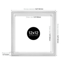 12X12 White Ornate Picture Frame (30.5 X 30.5Cm) Poster, Photo, Artwork, Gallery Wall Or Print - thumbnail 2