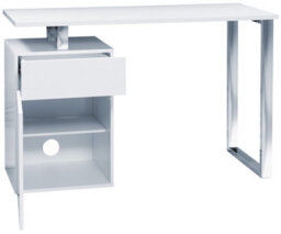 Centurion Supports Calista Gloss White With Brushed Steel Legs Contemporary Home Office Computer Desk - thumbnail 6