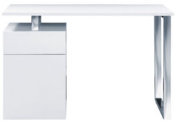 Centurion Supports Calista Gloss White With Brushed Steel Legs Contemporary Home Office Computer Desk - thumbnail 7