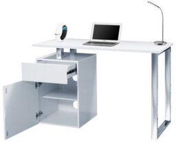 Centurion Supports Calista Gloss White With Brushed Steel Legs Contemporary Home Office Computer Desk - thumbnail 3